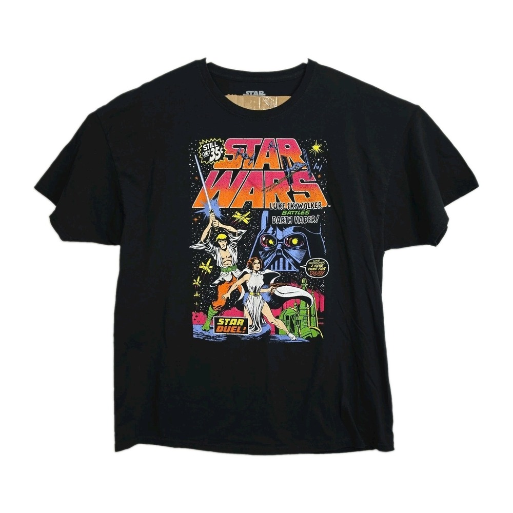 Star Wars Graphic Print T-shirt men's 2XL Black w/ Colorful Print Crew Neck